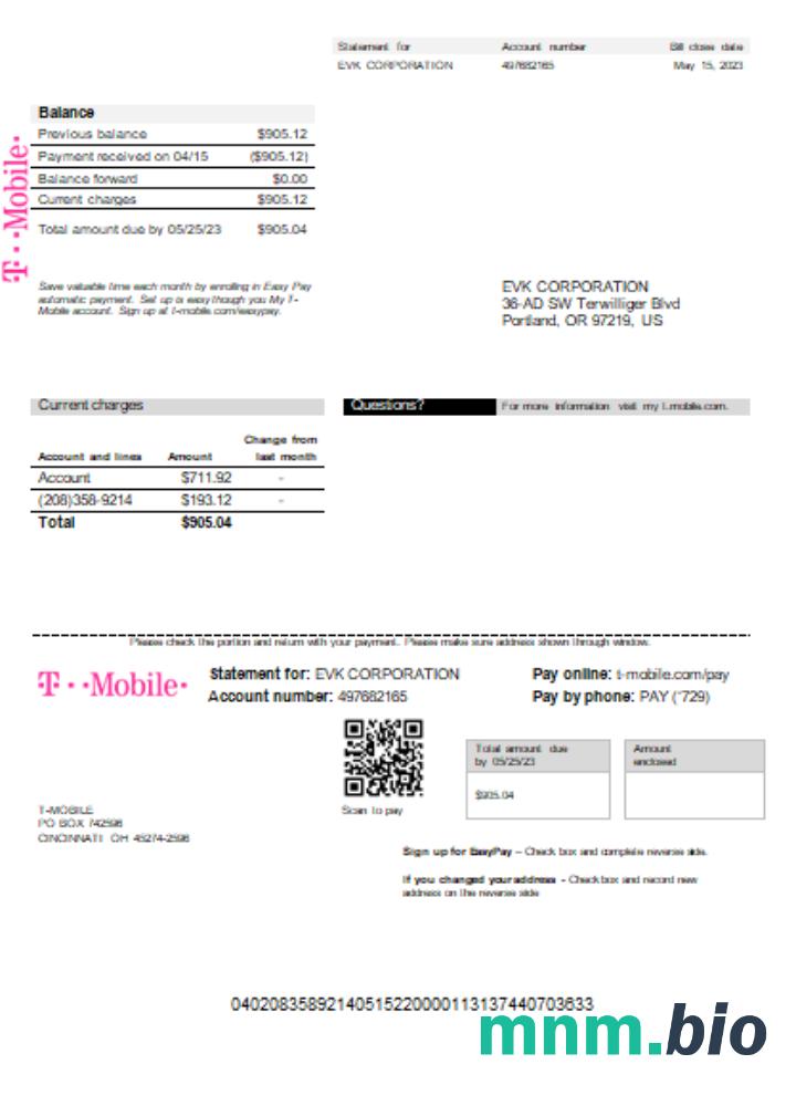 T-Mobile US rachunek za usługi komunalne